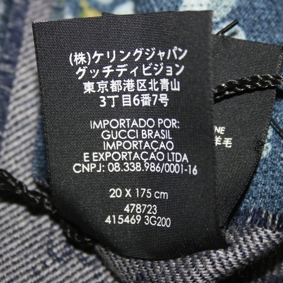 Gucci Blooms Floral Blue Wool Neck Scarf - Picture 8 of 8